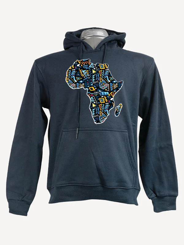 Classic Accessories Kitu Kali Graphic Hoodies: Navy with Africa Map