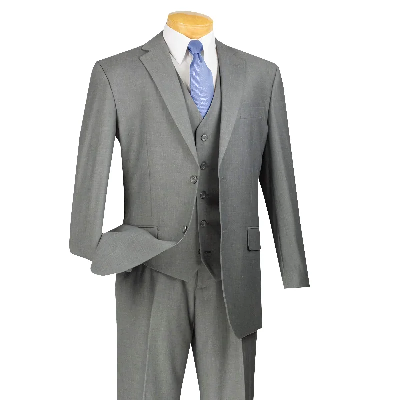 Athletic Tops Regular Fit 3 Piece Suit 2 Button Medium Gray