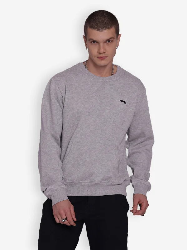 Trendy Shorts JUMP USA Men's Solid Grey Pullover Sweatshirt