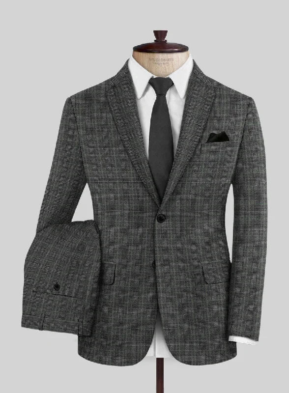 Comfortable Jeans Italian Flick Gray Checks Flannel Suit