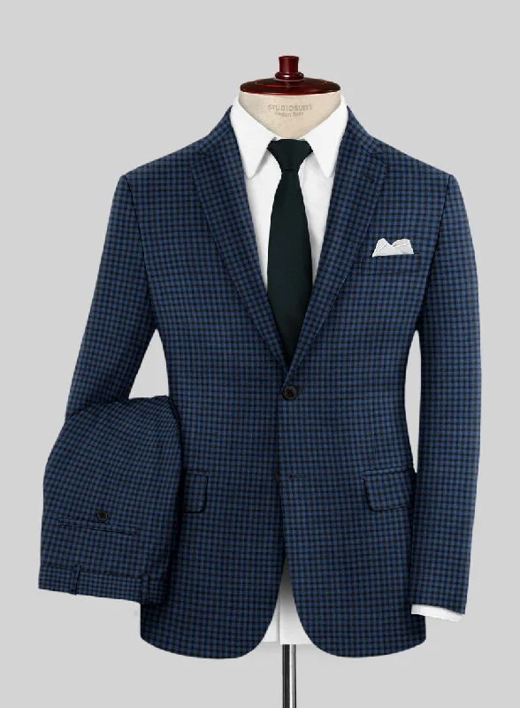 Trendy Shorts Reda Lapis Blue Checks Wool Suit