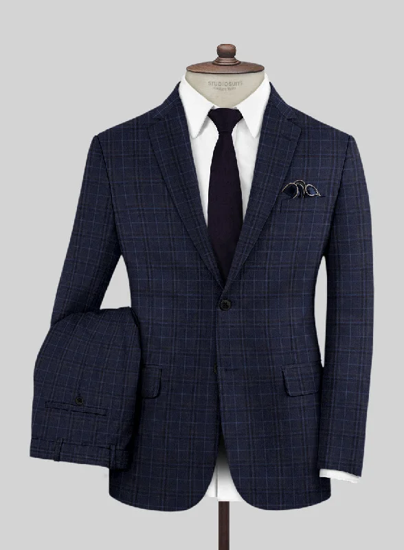 Comfortable Jeans Reda Cavez Blue Checks Wool Suit