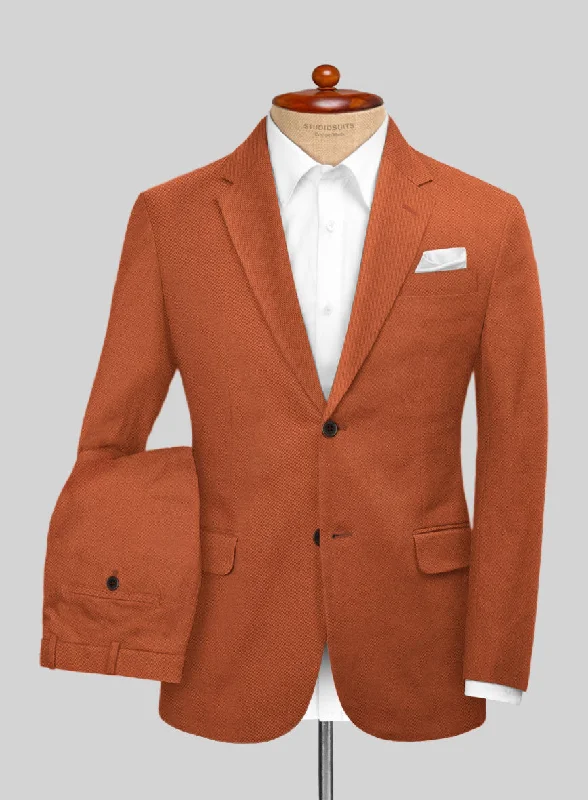 Comfortable Shirts Scabal Burnt Orange Cashmere Cotton Suit