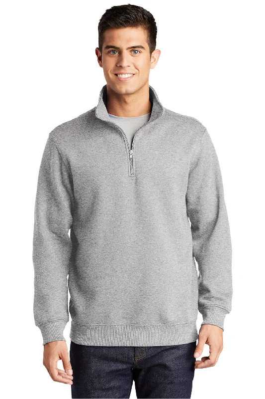 Cozy Hoodies Sport-Tek Mens Shrink Resistant Fleece 1/4 Zip Sweatshirt - Heather Grey