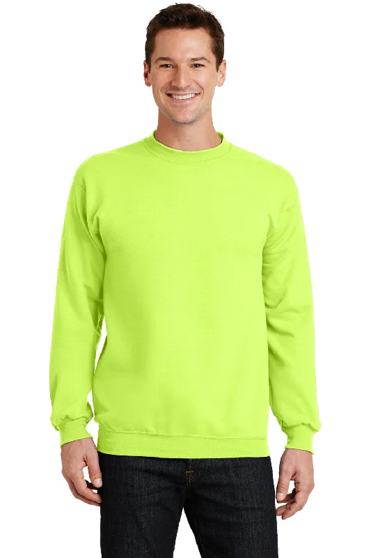 Stylish Suits Port & Company Mens Core Pill Resistant Fleece Crewneck Sweatshirt - Neon Yellow