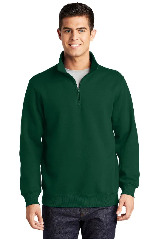 Stylish Outerwear Sport-Tek Mens Shrink Resistant Fleece 1/4 Zip Sweatshirt - Forest Green