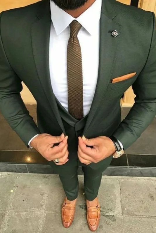 Fashionable Layers Green Wedding Suit For Him Forest Green Prom Wear Wedding Suit Dinner Suit Bespoke Men's Slim Fit Three Piece Suit