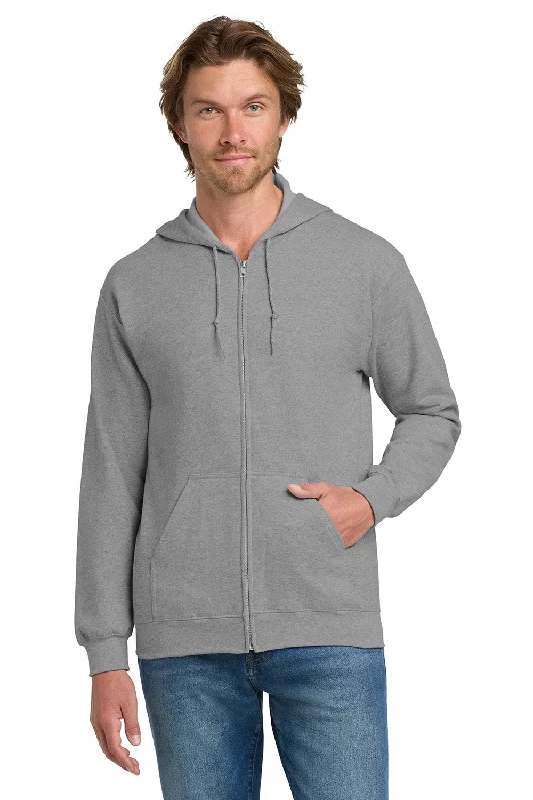 Comfortable Hoodies Gildan Mens Pill Resistant Full Zip Hooded Sweatshirt Hoodie w/ Pockets - Sport Grey