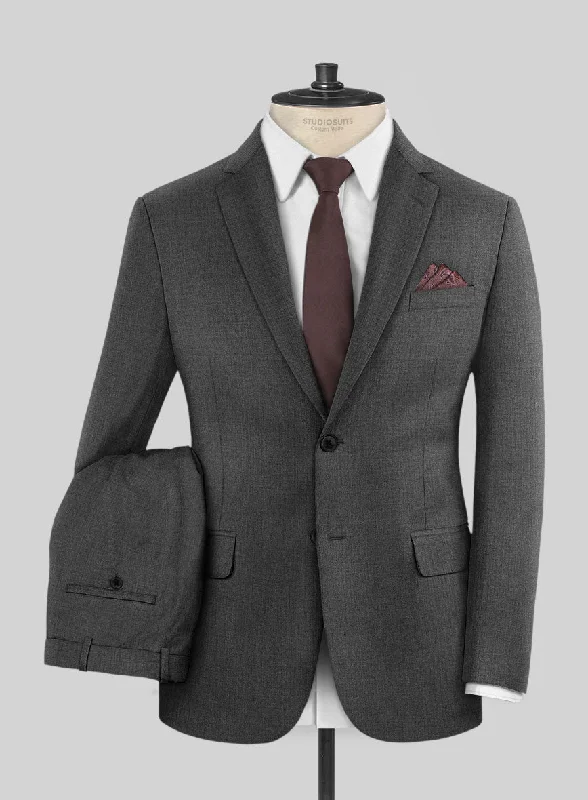 Modern Jackets Huddersfield Stretch Dark Gray Wool Suit