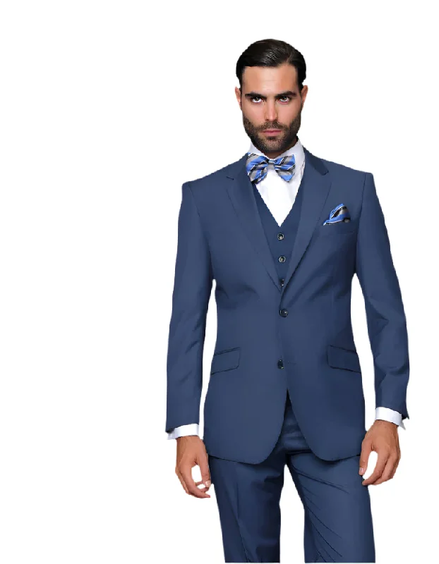 Trendy Pants Statement 3 Piece Modern Fit Suit - Indigo | 100% Wool | Super 150's