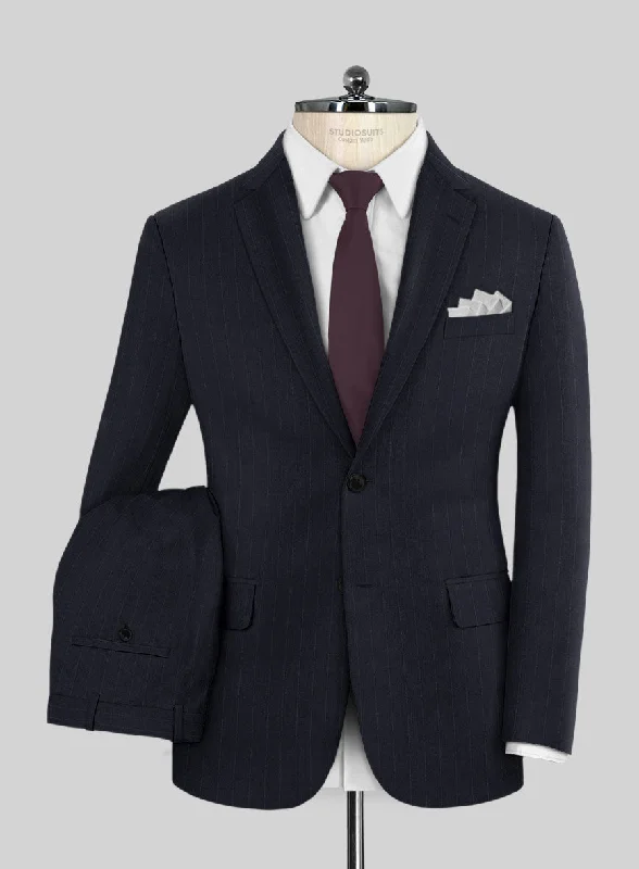 Trendy Footwear Deep Blue Old World Stripe Wool Suit