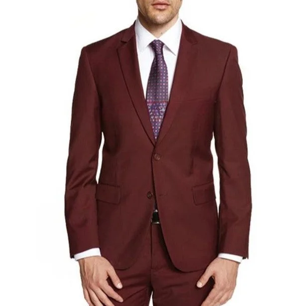 Comfortable Sweatshirts New York Man Italian Designer Burgundy 2 Piece Suit (available in Slim or Modern fit)