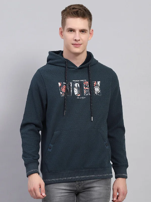 Trendy Sweatshirts Men Green Printed Hooded Full Sleeve Sweatshirt