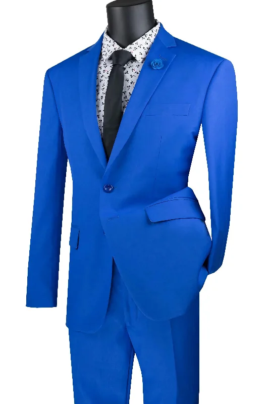 Relaxed Footwear Slim Fit Men's Suit 2 Piece 2 Button in Royal Blue