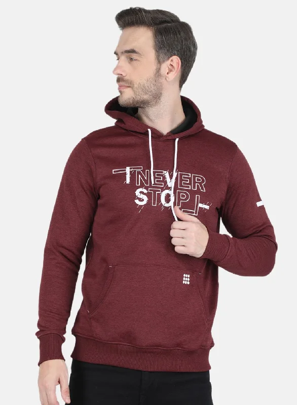 Stylish Shirts Men Maroon Printed Sweatshirt