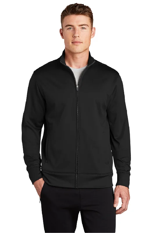 Trendy Layers Sport-Tek Mens Sport-Wick Moisture Wicking Fleece Full Zip Sweatshirt w/ Pockets - Black