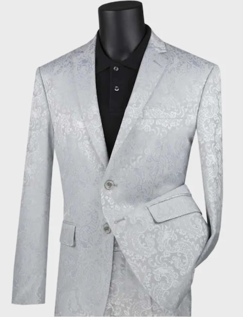 Stylish Suits Silver Floral 2 Button Suit