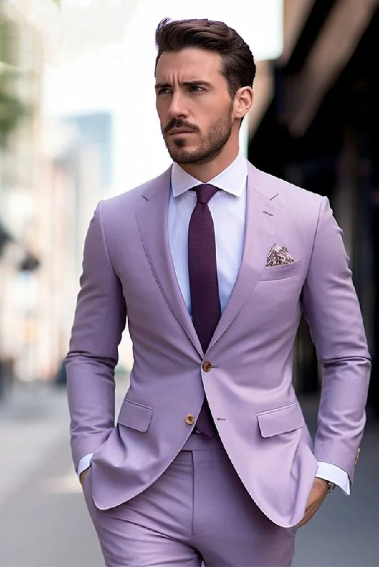 Simple Jackets Men's Formal Wedding Suit Two Piece Suit Formal Fashion Suit Engagement 2 Piece Suit Prom Wear Lavender Suit bespoke