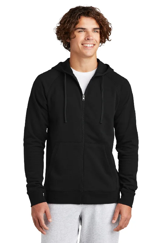 Trendy Footwear Sport-Tek Mens Drive Fleece Full Zip Hooded Sweatshirt Hoodie w/ Pockets - Black