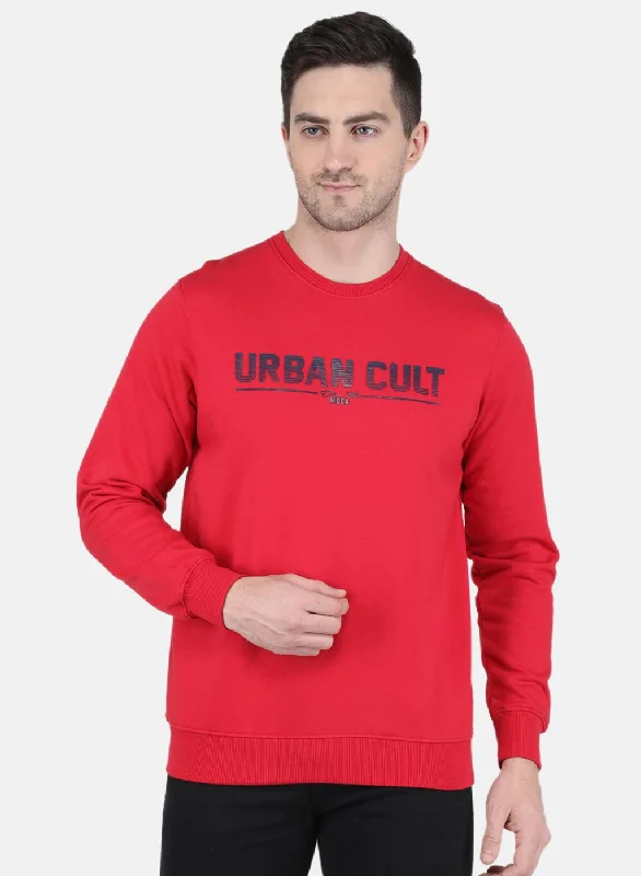 Fashion Shirts Men Red Solid Sweatshirt