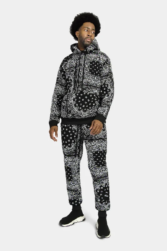 Trendy Shorts Bandana Paisley Fleece Tracksuit