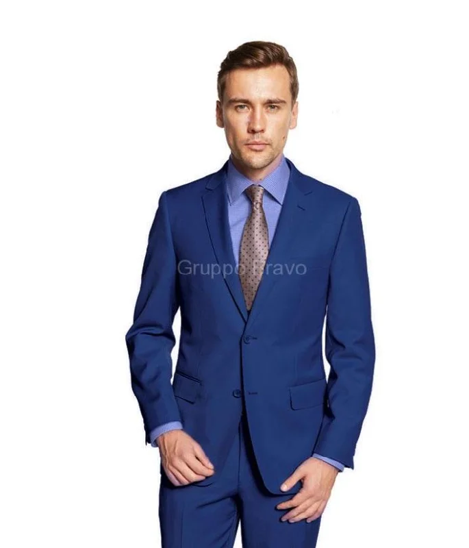 Relaxed T-shirts Mantoni 2 Button Modern Fit Sharkskin Wool Suit - Blue