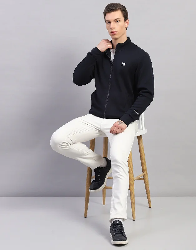 Trendy Shirts Men Navy Blue Solid Round Neck Full Sleeve Sweatshirt