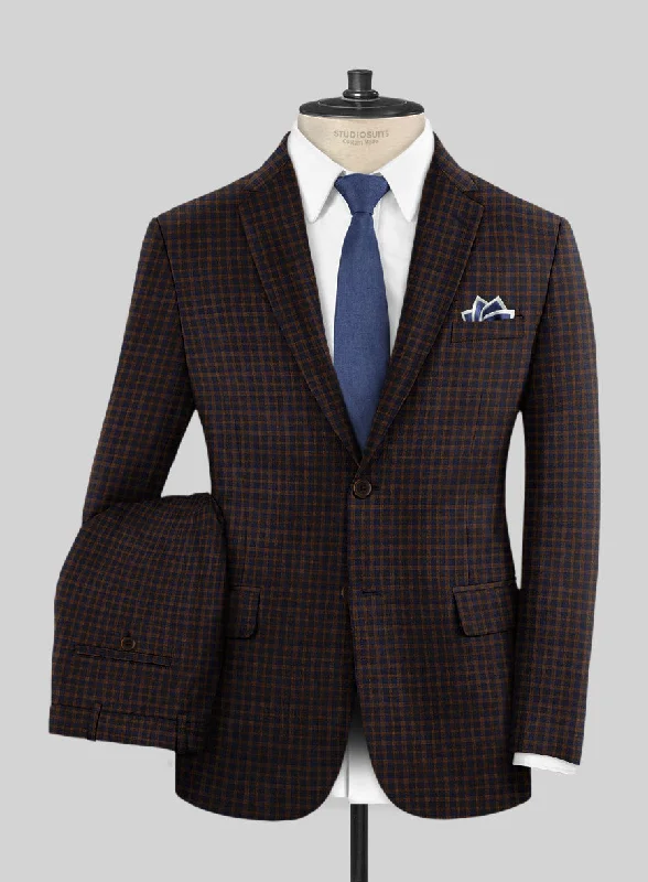 Practical Footwear Reda Bistre Checks Wool Suit