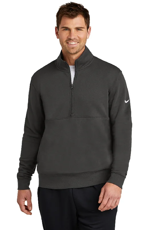 Premium Hoodies Nike Mens Club Fleece 1/4 Zip Sweatshirt w/ Pockets - Anthracite Grey