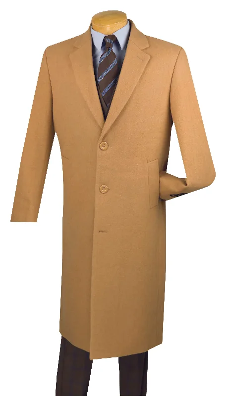 Fashionable Layers Milano Collection - Winter Fall Essentials Men's Dress Top Coat 48" Long in Camel