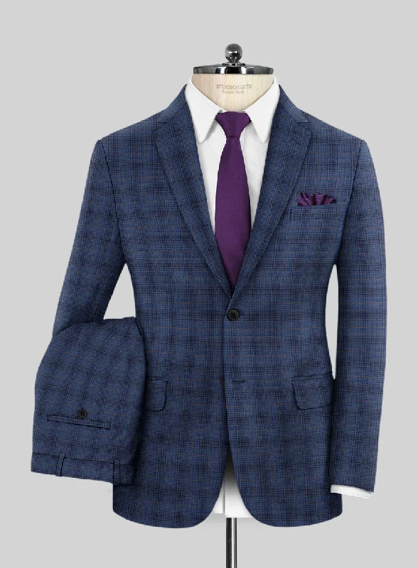 Street Pants Reda Casal Blue Checks Wool Suit