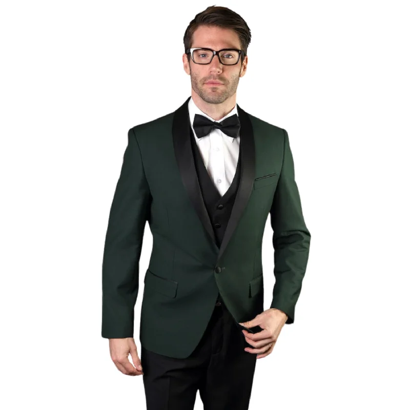 Trendy Jeans Atlas Attire Collection: 3PC Tailored Fit Tuxedo in Hunter Green