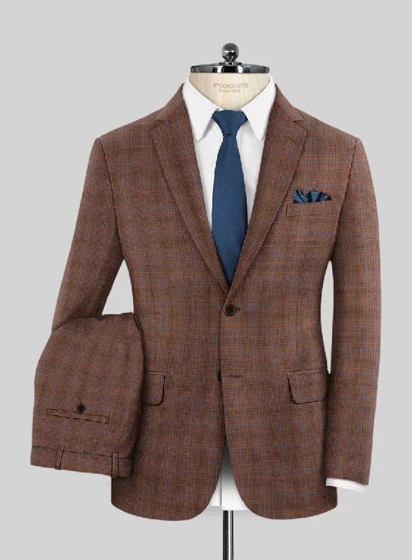 Sporty Sweaters Reda Nutmeg Brown Checks Wool Suit