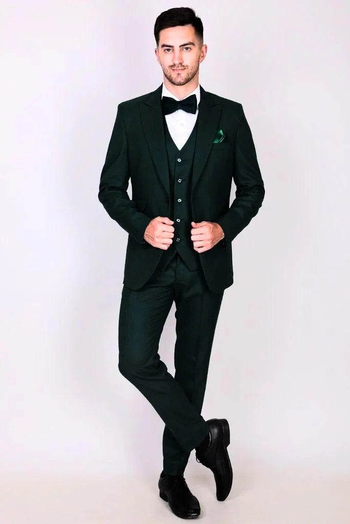 Stylish Accessories Men's Green Three Piece Suit Formal Winter Outwear Tweed Green Suit Wedding Suit Elegant Suit Bespoke Christmas Gift For Him