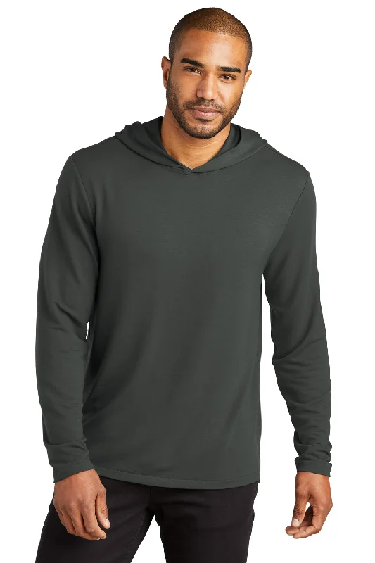 Active Tops Port Authority Mens Microterry Snag Resistant Hooded Sweatshirt Hoodie - Charcoal Grey