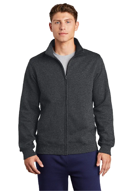 Comfortable Bottoms Sport-Tek Mens Shrink Resistant Fleece Full Zip Sweatshirt w/ Pockets - Heather Graphite Grey