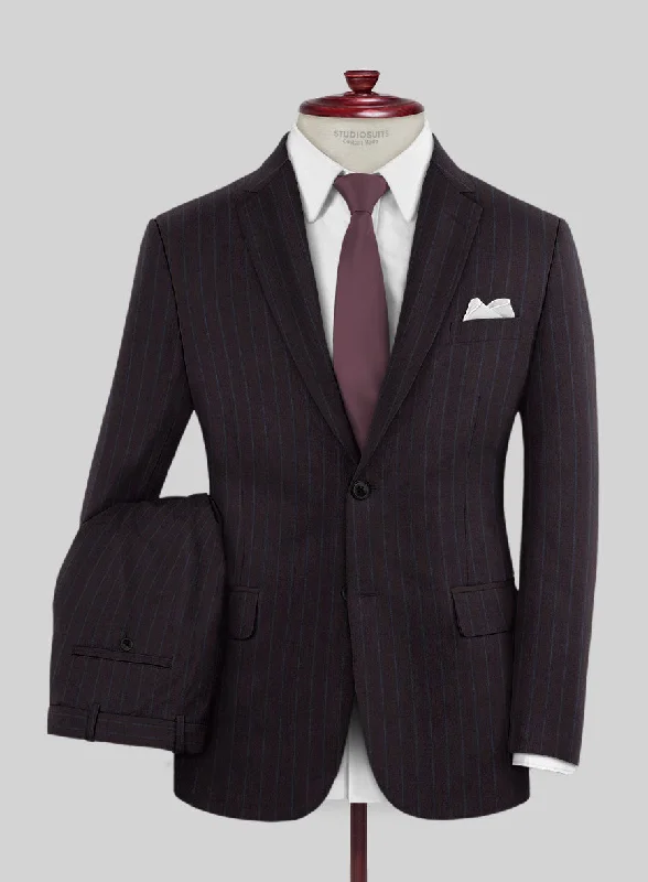 Trendy Outerwear Lanificio Zegna Trofeo Dexi Dark Maroon Stripe Wool Suit