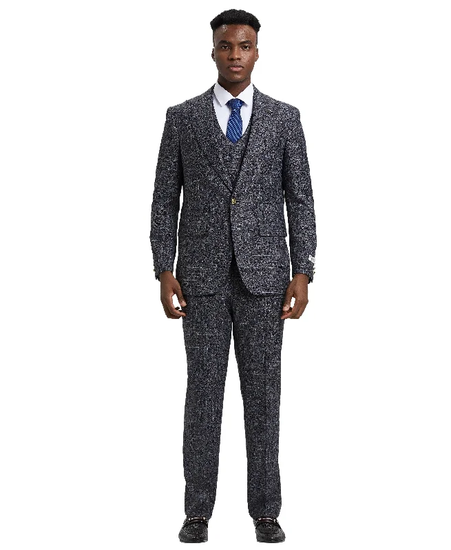 Classic Pants Stacy Adams Hybrid-Fit Vested Suit, Windowpane Charcoal