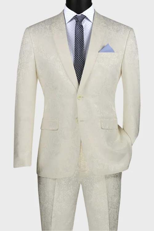 Practical Shirts Ivory Floral 2 Button Suit