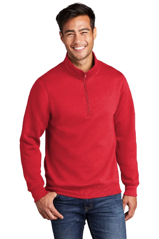 Cool Pants Port & Company Mens Core Fleece 1/4 Zip Sweatshirt - Red