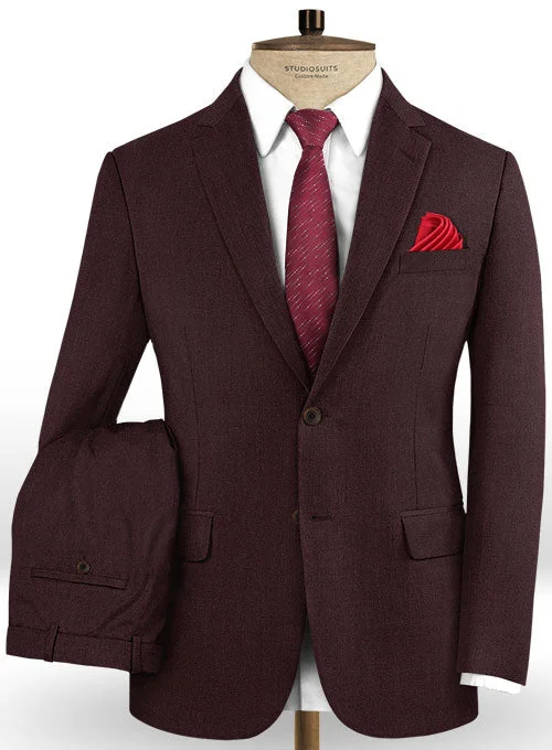 Stylish Shorts Scabal Dark Wine Wool Suit