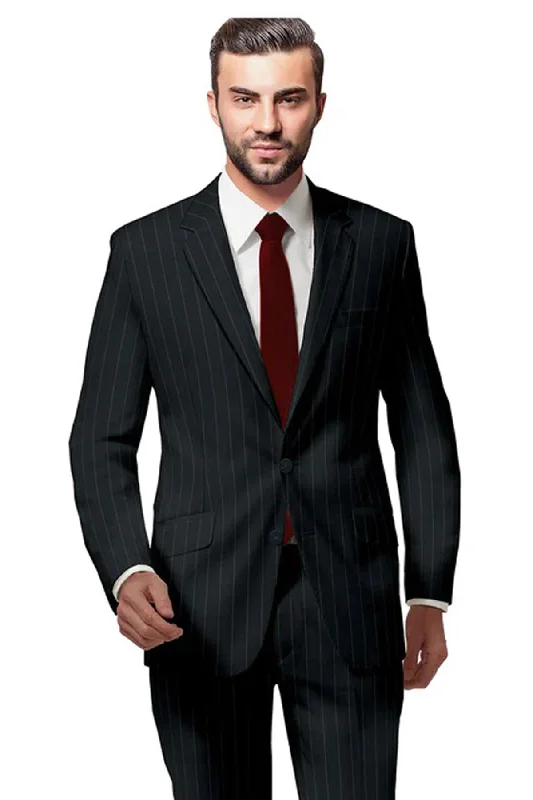 Cool Pants Milano Black Broad Stripe Suit – Custom Tailored for Timeless Elegance