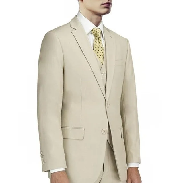 Stylish Outerwear New York Man Italian Designer New Beige 2 Piece Suit (available in Slim or Modern fit)