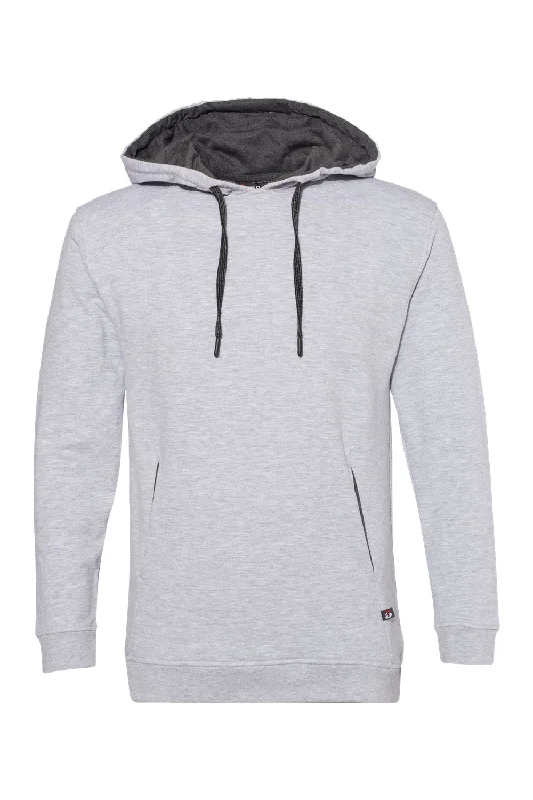 Everyday Jackets Badger Mens FitFlex Moisture Wicking Hooded Sweatshirt Hoodie w/ Pouch Pocket - Oxford Grey - Closeout