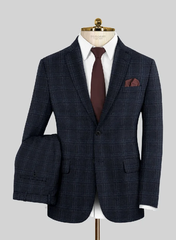 Classic Footwear Italian Gaze Blue Checks Flannel Suit