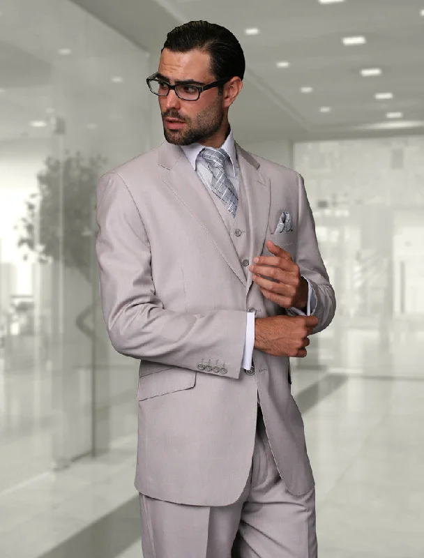 Sporty Sweaters Statement 3 Piece Modern Fit Suit - Ash Grey | 100% Wool | Super 150's