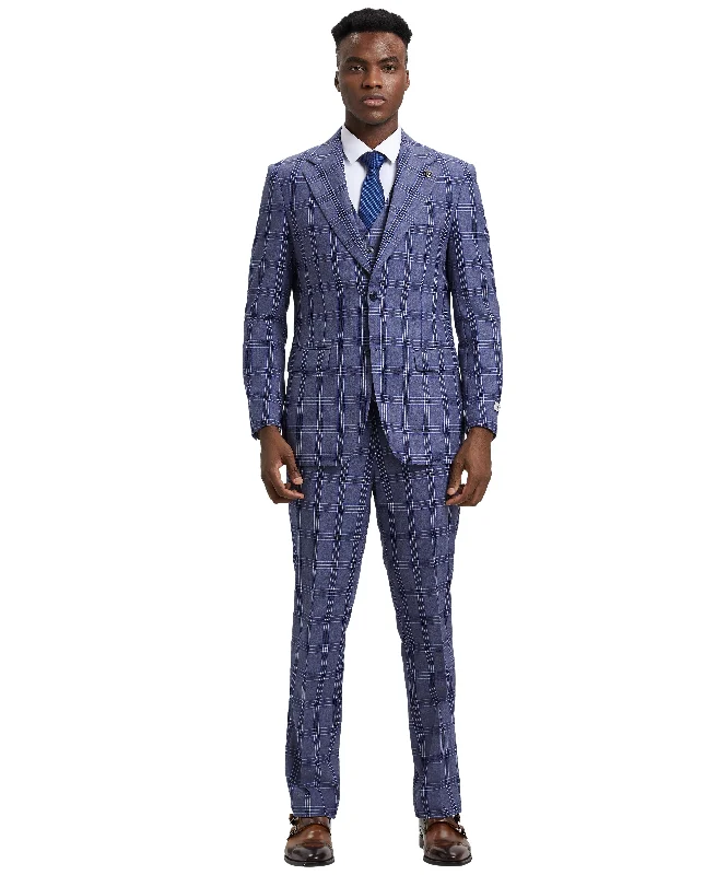 Cool Pants Stacy Adams Hybrid-Fit Vested Suit, Windowpane Lilac