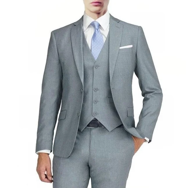 Casual Jackets New York Man Italian Designer Gray 2 Piece Suit (available in Slim or Modern fit)