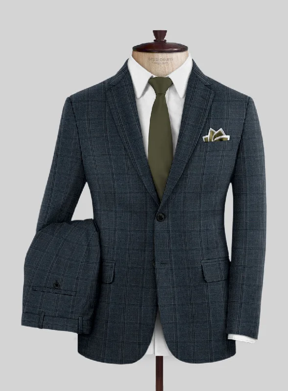 Trendy Shirts Reda Firefly Blue Checks Wool Suit