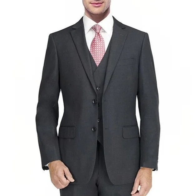 Practical Hoodies New York Man Italian Designer Charcoal 2 Piece Suit (available in Slim or Modern fit)